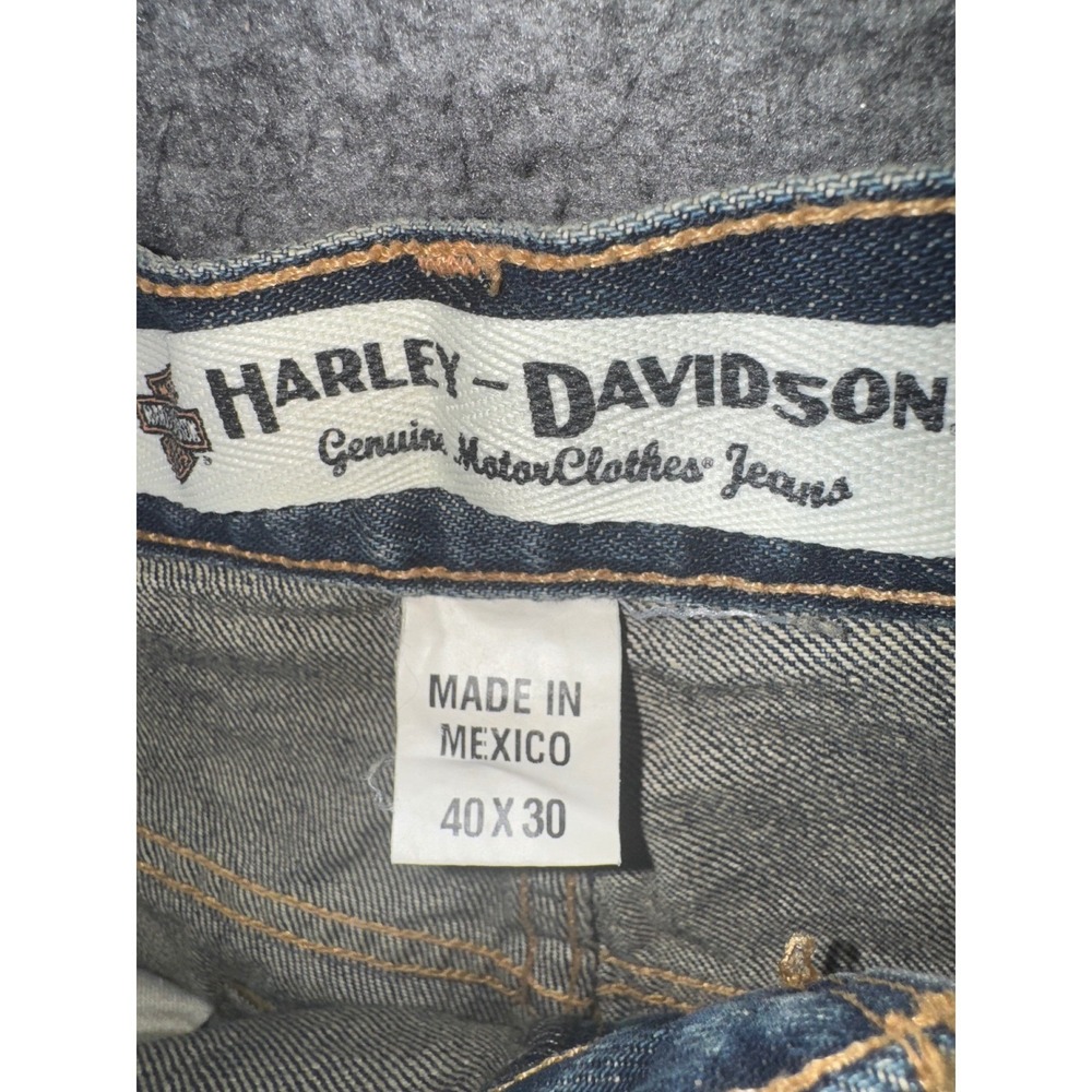 Harley Davidson Men Traditional Fit Jeans Blue Motorcycle Denim 40x30 NEW *READ* - Picture 3 of 10